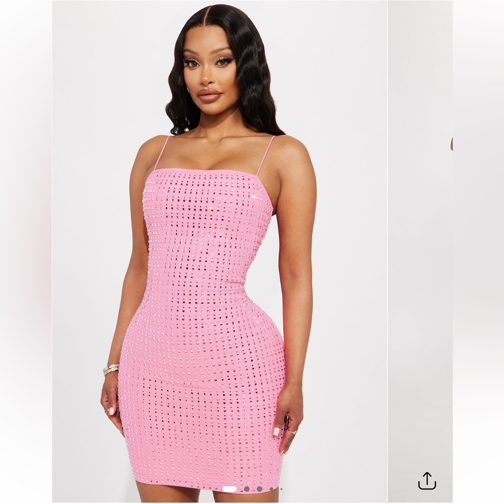 Fashion Nova Pink Studded Mini Dress